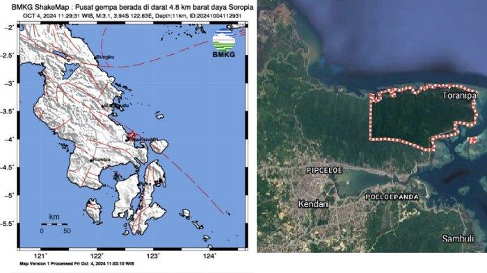 Update gempa hari ini, Badan Meteorologi Klimatologi dan Geofisika ( BMKG ) menginfokan, gempa magnitudo 3.1 guncang barat daya Soropia, Sulawesi Tenggara.