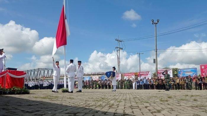 Upacara Bendera HUT RI ke-77 di Kecamatan Malinau Utara, Kabupaten Malinau Kalimantan Utara, setahun lalu.