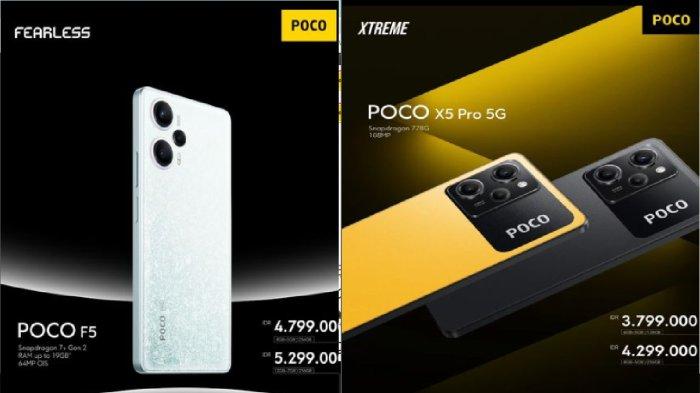 Kolase Harga Poco F5 dan Poco X5 Pro 5G