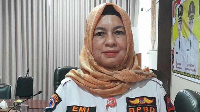 Kepala BPBD Kota Palangkaraya Emi Abriyani, saat ditemui awak media. Tribunkalteng.com / Lidia Wati