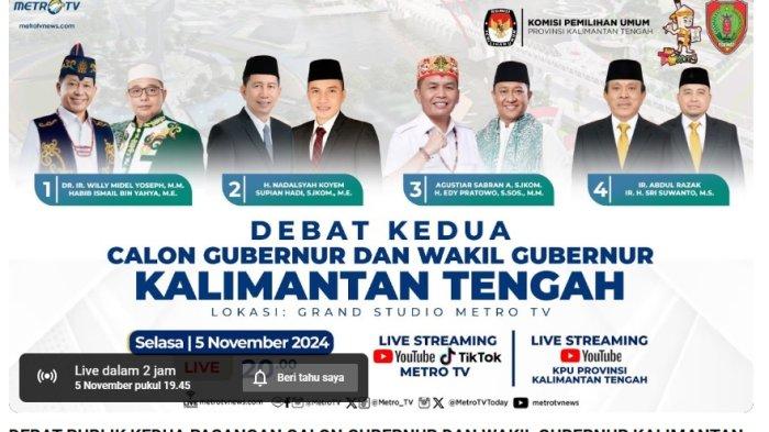 Pasangan Calon Gubernur dan Wakil Gubernur Kateng atau Pilgub Kalteng 2024 agenda Pilkada Kalteng 2024