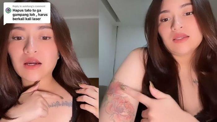 Mantan istri Sule, Nathaslia Holscher memperlihatkan tato-tato yang akan dihapus.