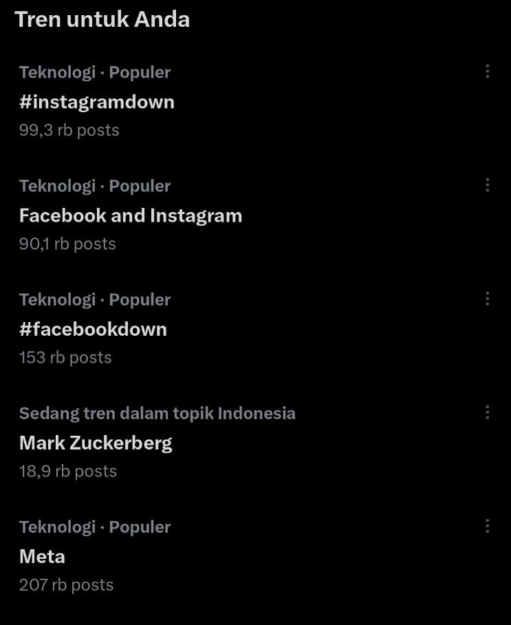 Trending topik Instagram dan Facebook down