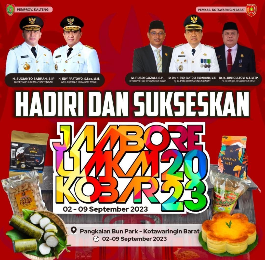 Tangkapan layar poster ajakan kepada masyarakat Kobar untuk menghadiri dan menyaksikan Jambore UMKM 2023 di Pangkalan Bun Park.