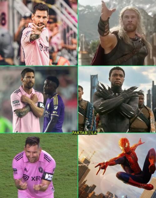 Gaya selebrasi Messi menirukan beberapa superhero Marvel.