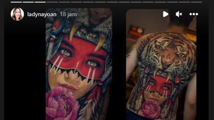 Tato diduga milik Rendy Kjaernett bergambar wajah Syahnaz yang diunggah Lady Nayoan