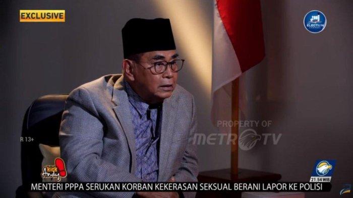 Panji Gumilang saat tampil di acara Kick Andy yang disiarkan di Metro TV. Pimpinan Ponpes Al Zaytun itu mengklarifikasi tentang tuduhan yang dialamatkan kepadanya.