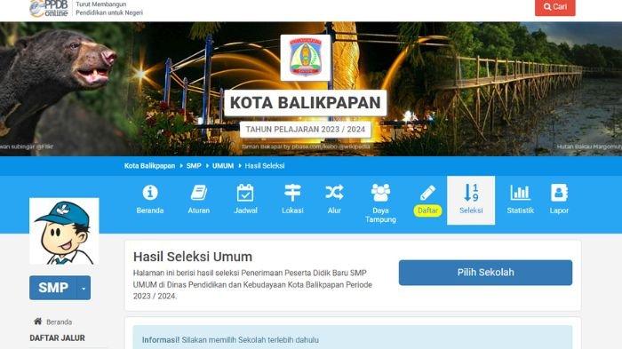 Laman PPDB Balikpapan 2023, cek pengumuman hasil seleksi jalur umum jenjang SD dan SMP