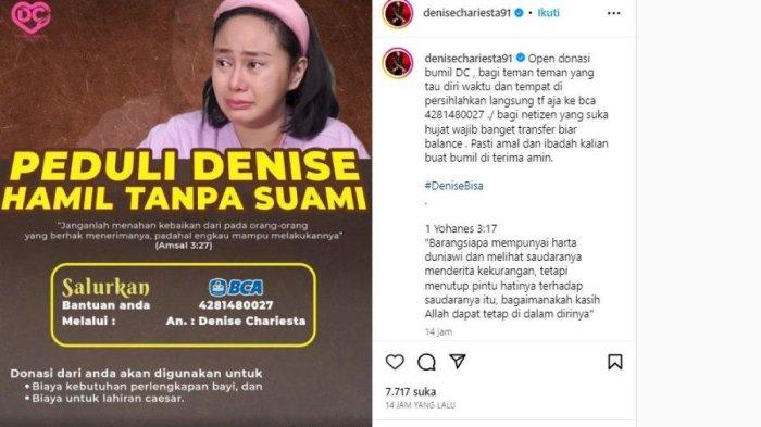 Denise Chariesta open donasi untuk biaya lahiran bayinya.
