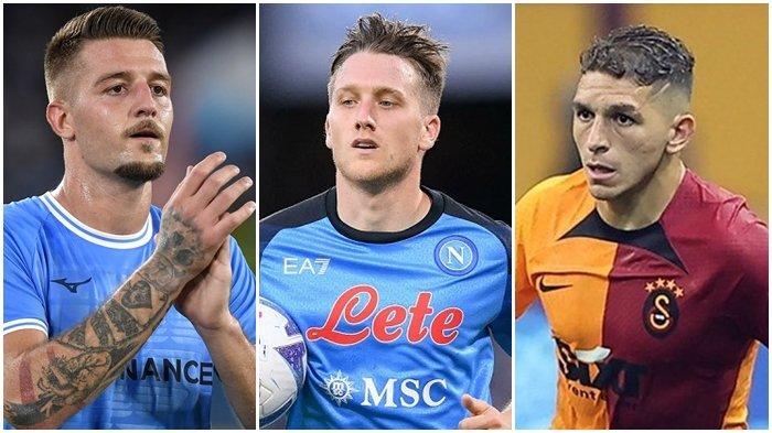 Piotr Zielinski (tengah) dan Lucas Torreira (kanan), dua pemain yang diinginkan pelatih Maurizio Sarri untuk menggantikan Sergej Milinkovic-Savic (kiri) di Lazio.