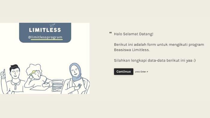 Link pendaftaran Beasiswa Limitless 2023