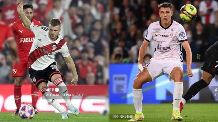 Lucas Beltran (kiri) dan Maxime Esteve. Dua pemain yang bakal dijadikan rekrutan terakhir AC Milan di jendela transfer musim panas.