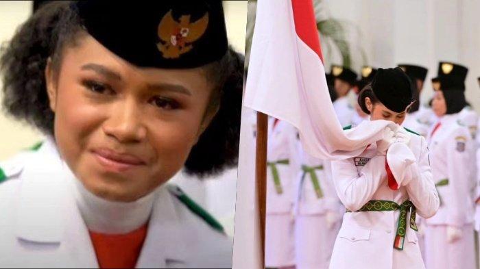 Lily Wenda, pembawa baki Paskibraka di Istana Negara yang sepatunya lepas hingga jadi sorotan.
