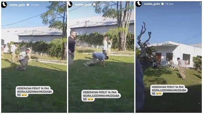 Suami Zaskia Gotik, Sirajuddin Mahmud terjatuh saat ikut lomba balap karung.