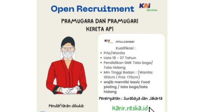 Tangkapan layar pengumuman loker pramugara dan pramugari kereta. Inilah cara daftar Pramugara-Pramugari Kereta PT KAI, syarat dan berkas yang harus disiapkan.