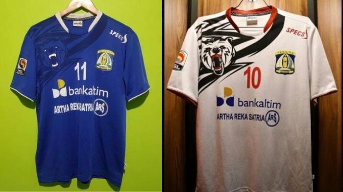 Jersey kandang dan tandang Persiba Balikpapan 2013.