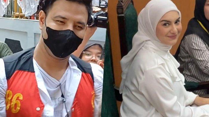 Ammar Zoni saat tiba di Pengadilan Negeri Jakarta Selatan untuk sidang perdana kasusnarkotika, Selasa (22/8/2023). Kanan: Irish Bella menghadiri sidang cerainya dengan Ammar Zoni di Pengadilan Agama Depok, Kamis (23/11/2023).