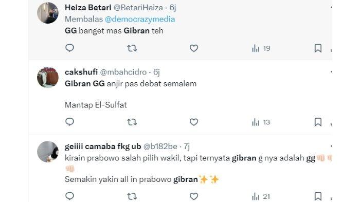 Warganet di laman X puji Gibran GG
