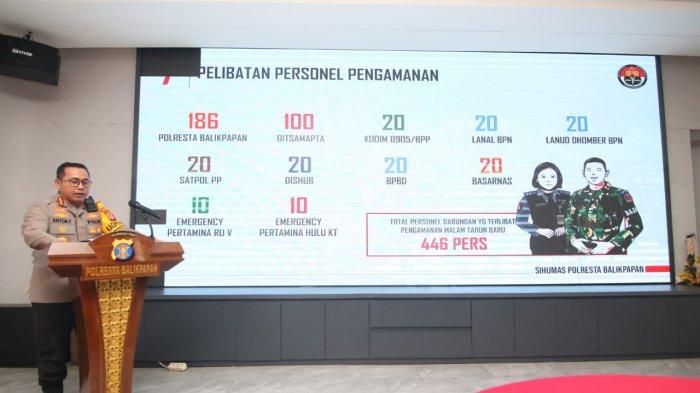 Kapolresta Balikpapan, Kombes Pol Anton Firmanto, memaparkan strategi pengamanan malam pergantian tahun baru di Kota Balikpapan, Kalimantan Timur.