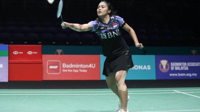 Gregoria Mariska Tunjung. Simak hasil badminton Malaysia Open 2024 hari ini. Ahsan/Hendra retired, Ginting kena revans. Sementara baru Jorji yang pastikan ke perempat final.