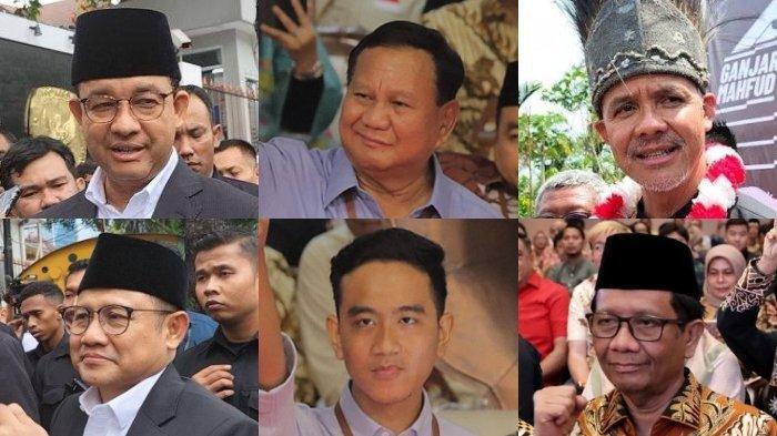 Tiga pasangan capres-cawapres 2024: Anies Baswedan-Muhaimin Iskandar; Prabowo Subianto-Gibran Rakabuming Raka; dan Ganjar Pranowo-Mahfud MD