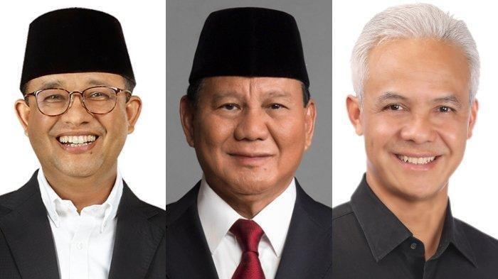 Dari kiri ke kanan: Anies Baswedan, Prabowo Subianto, dan Ganjar Pranowo.