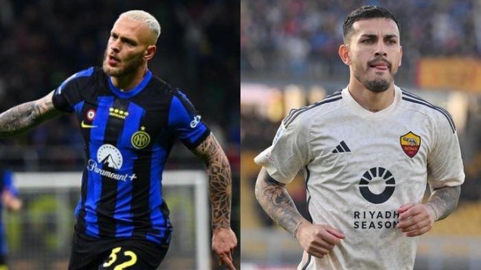 Potret pemain Inter Milan (kiri) dan AS Roma (kanan). Hasil Liga Italia di penutup pekan ke-30, Inter Milan menang dan kedinginan di puncak, AS Roma ditahan imbang.