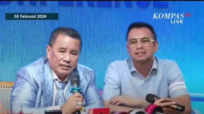 Hotman Paris saat menemani Raffi Ahmad dalam konferensi pers, Senin (5/2/2024)