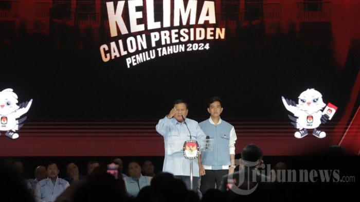 PRABOWO - GIBRAN - Pasangan Calon Presiden dan Wakil Presiden nomor urut 2 Prabowo Subianto dan Gibran Rakabuming Raka mengikuti debat kelima Calon Presiden Pemilu 2024 di Jakarta Convention Center, Senayan, Jakarta Pusat, Minggu (4/2/2024).