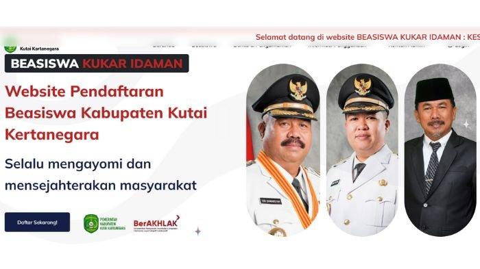 Laman pendaftaran Beasiswa Kukar Idaman 2024, berikut syarat dan cara daftarnya.