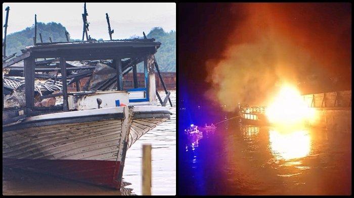 KONDISI ABK TERKINI - Kapal KM Dayak Lestari A kini ditambatkan di sekitar perairan Pelabuhan Sungai Kunjang Samarinda usai terbakar pada pukul 03.00 Wita, Senin (12/2/2024). Saat kapal terbakar memang ada 3 anak buah kapal.