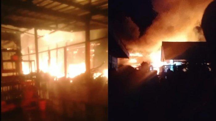KEBAKARAN DI MANGGAR - Kobaran api melahap bangunan di Jalan Tanjung Kelor, Balikpapan, Minggu (17/3/2024) dini hari. Petugas BPBD berjibaku memadamkan api yang sempat membesar dan berhasil dikuasai sekitar pukul 03.20 Wita.