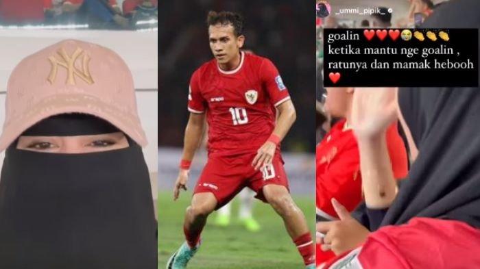 Momen Umi Pipik nonton bola dukung mantu Egy Maulana saat tanding bersama Adiba.