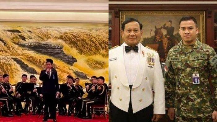 Agung Surahman, sekpri Prabowo yang viral usai nyanyi lagu 'Ge Chang Zu Guo' depan Presiden China (kiri).