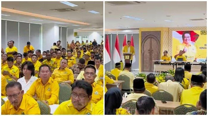 PILKADA KALTIM 2024 - Suasana Rapat besar diselenggarakan di Ballroom lantai 2 Graha Golkar, Kantor DPP Partai Golkar, Kemanggisan, Jakarta Barat, pada Sabtu (6/4/2024). DPP Partai Golkar memanggil seluruh calon kepala daerah agar mendapat arahan dari Ketua Umum Partai Golkar Airlangga Hartarto. Seluruh calon kepala daerah diundang untuk menghadiri rapat besar bertajuk silaturahmi. Di Kalimantan Timur telah resmi muncul nana-nama bakal calon untuk Pilkada Kaltim dan tingkat kota dan kabupaten di Provinsi Kalimantan Timur.