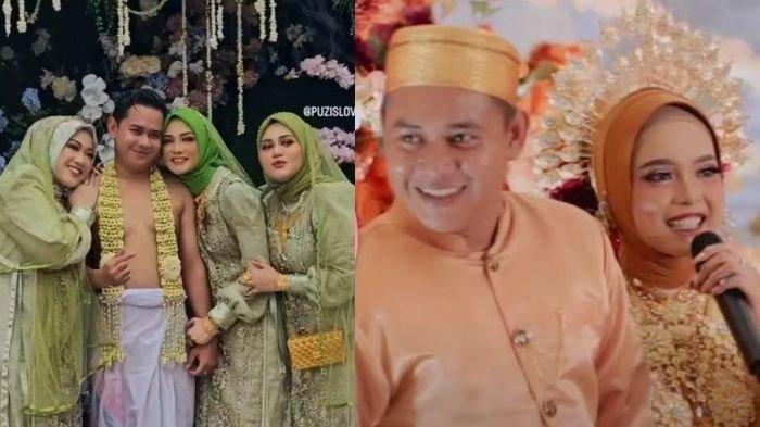 Ketiga ibu mertua Putri Isnari bersama Abdul Azis (kiri) potret Putri Isnari dan suaminya, Abdul Azis (kanan).