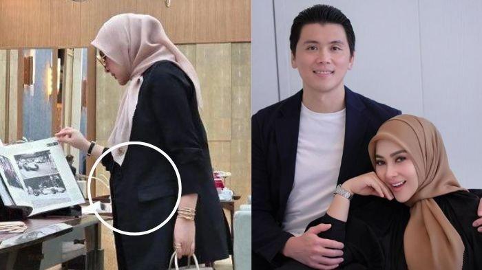 Bukti Syahrini tengah hamil (kiri), Syahrini dan suaminya Reino Barack (kanan). Kehamilan Syahrini dikonfirmasi oleh pelatih tinju sang suami, Andre Talabessy.