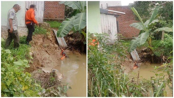 LONGSOR DI LABANGKA - Petaka longsor terjadi di Desa Labangka, Kecamatan Babulu, Kabupaten Penajam Paser Utara, Kalimantan Timur, Minggu 19 Mei 2024. Saat ini pihak BPBD Penajam Paser Utara tengah berusaha melakukan penahan tanah sementara, menggunakan kayu, Senin (20/5/2024).