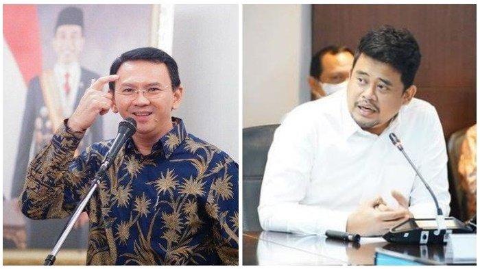 PILKADA SUMUT 2024 - Basuki Tjahaja Purnama (BTP) alias Ahok dan Bobby Nasution. PAN tidak gentar meski Bobby Nasution bakal lawan Ahok di Pilkada Sumut, sebut BTP punya massa kuat di Jakarta tapi di Sumut belum tentu , 'Masa kita takut dengan Ahok'