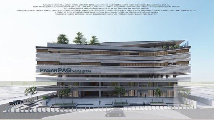 WUJUD PASAR PAGI - Desain bangunan Pasar Pagi Samarinda yang baru. Dinas PUPR Samarinda membeberkan DED revitalisasi Pasar Pagi Samarinda, sebut pemanfaatan lahan belum tentu untuk hotel.