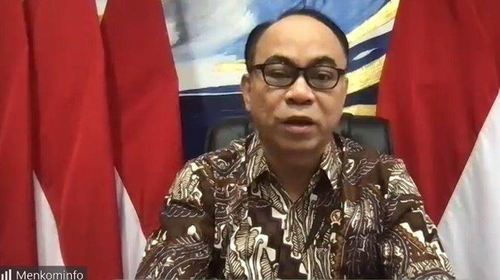 Menteri Komunikasi dan Informatika (Menkominfo) Budi Arie Setiadi saat menggelar konferensi pers online pada Jumat (24/5/2024).