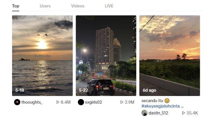 LAGU VIRAL. Screenshot konten di TikTok yang memakai sound lagu Aku yang Jatuh Cinta.