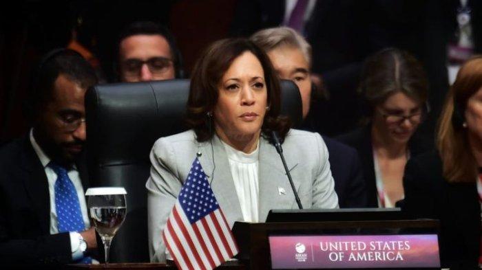 Wakil Presiden Amerika Serikat Kamala Harris dalam pertemuan bilateral dengan Presiden Joko Widodo di Jakarta Convention Center, Rabu (6/9/2023).