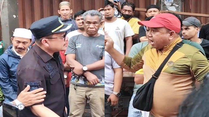PENERTIBAN LAPAK LIAR - Kolase tangkapan layar live streaming Facebook Tribun Kaltim saat seorang pedagang mencoba menggertak Anggota Komisi II DPRD Balikpapan Taufik Qul Rahman, Selasa (23/7/2024) di Pasar Pandansari, Kota Balikpapan, Kalimantan Timur.