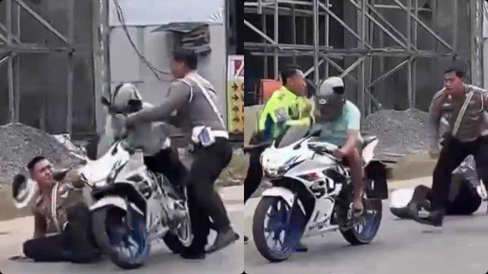 KASAT LANTAS POLRES BERAU DITABRAN - Potongan video Kasat Lantas Polres Berau, AKP Wulyadi ditabrak pemotor, Kamis (25/7/2024). Kondisi Kasatlantas Polres Berau, AKP Wulyadi usai ditabrak pemotor yang takut ditilang. Videonya jadi viral di medsos.