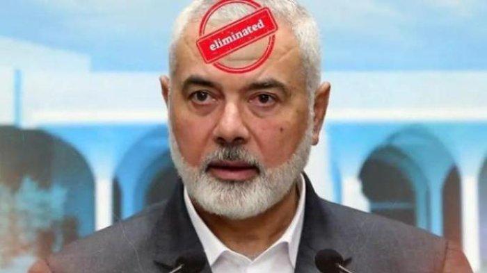 ISMAIL HANIYEH TEWAS - Kantor pers pemerintah Israel menerbitkan foto pemimpin biro politik Hamas, Ismail Haniyeh dengan tulisan eliminated di dahinya. Israel bertanggung atas terbunuhnya Pemimpin Hamas, Ismail Haniyeh.