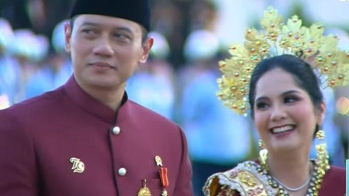 AHY DAN ANNISA POHAN - AHY dan Annisa Pohan menjadi pemenang busana terbaik saat upacara penurunan bendera di IKN Kaltim.