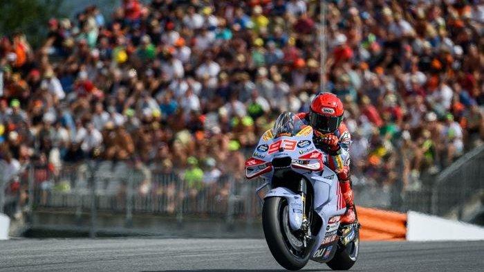 Pembalap Gresini, Marc Marquez, pada sprint race MotoGP Austria 2024 di Red Bull Ring, Sabtu (17/8/2024). Berikut jam tayang MotoGP Austria 2024 dan live streaming Trans7 untuk saksikan race.