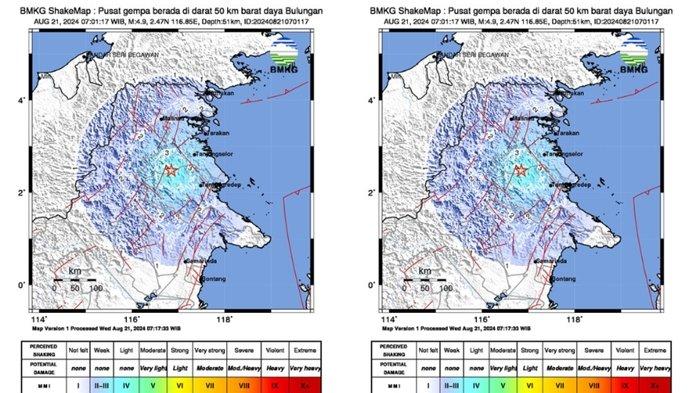 Gempa hari ini di Bulungan Kalimantan Utara.