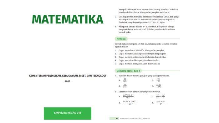 Soal Matematika kelas 8 SMP halaman 40, cek referensi kunci jawabannya.